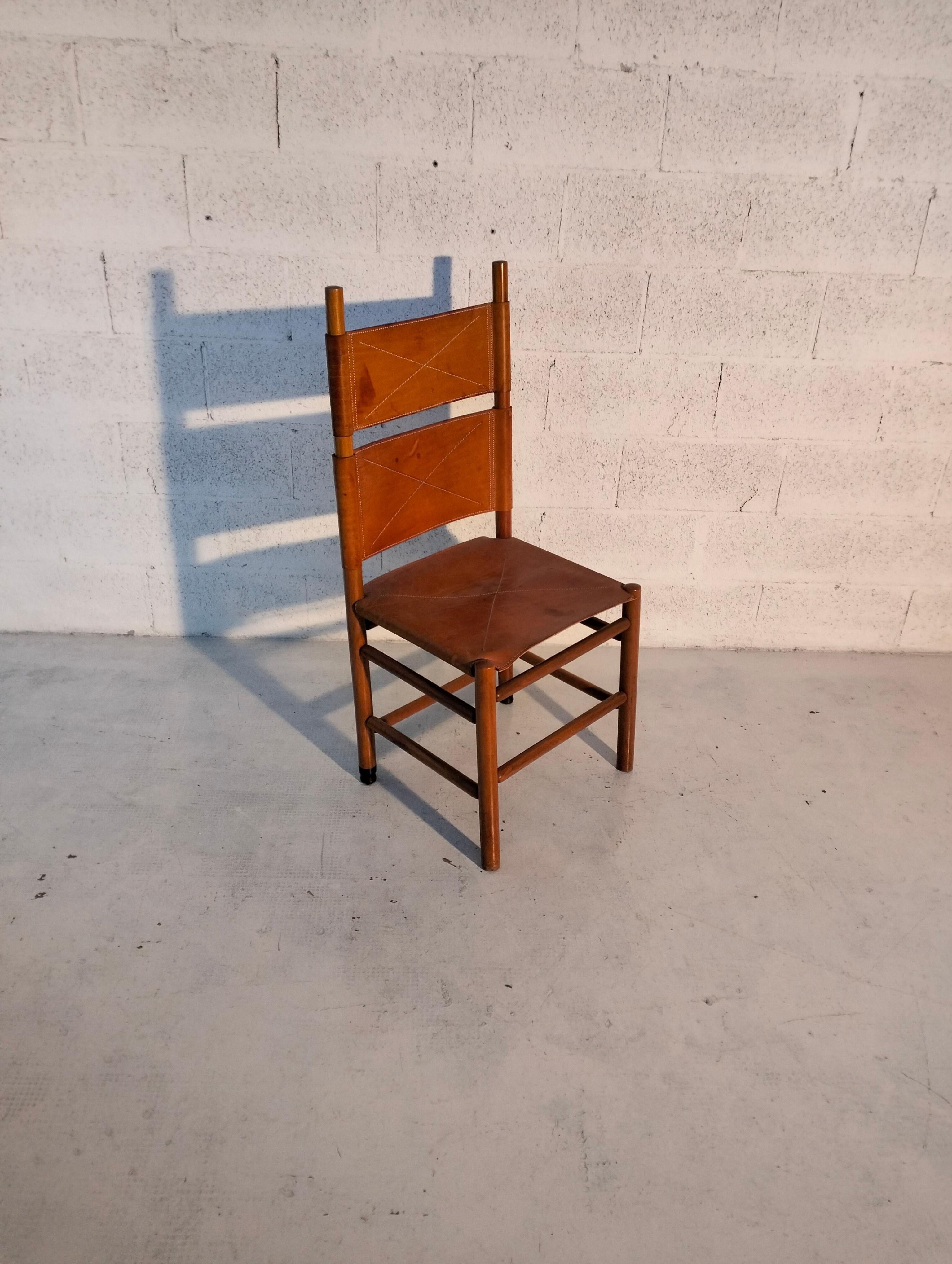 Set of 4 chairs  “Kentucky” model by Carlo Scarpa  for Bernini 70s, 80s 2
