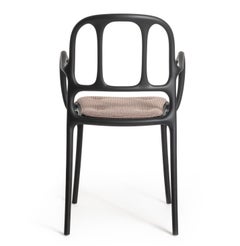 Set of 4 Magis Milà Chair with Arms / Jaime Hayón Black with cushion seat