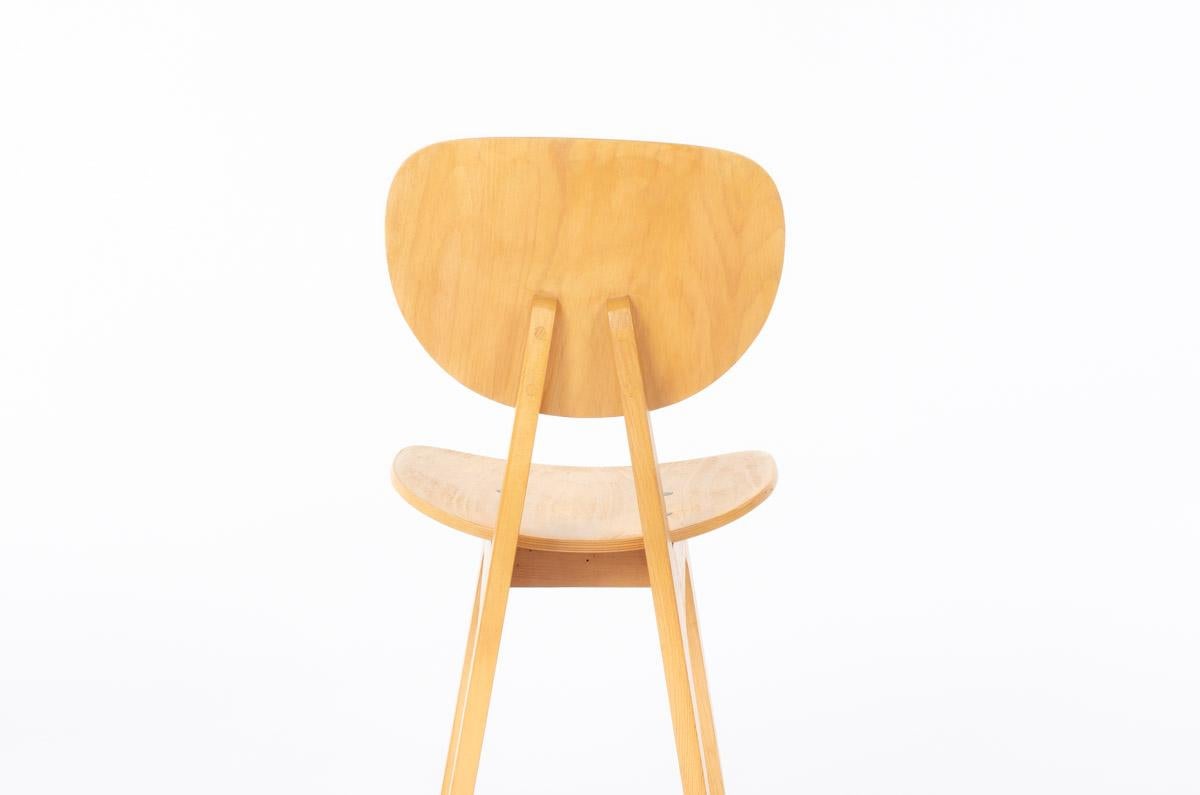 Set of 4 Chairs Model 3221 by Junzo Sakakura for Tendo Mokko 1953 For Sale 5