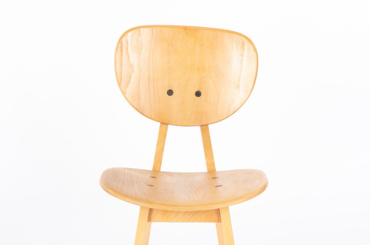 Set of 4 Chairs Model 3221 by Junzo Sakakura for Tendo Mokko 1953 For Sale 2