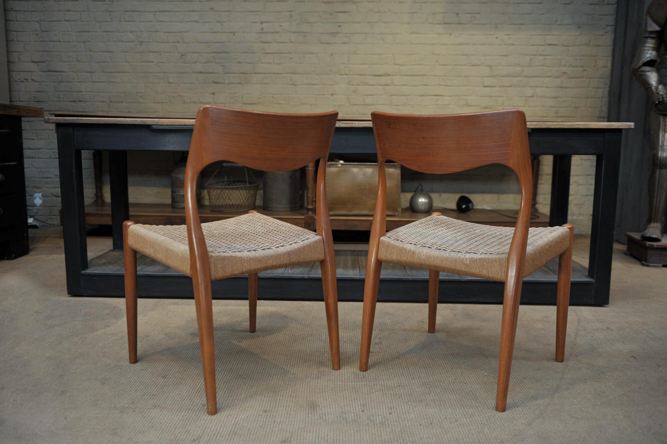 Set of 4 Chairs Model 71  by Niels Otto Moller Denmark 1950 Model 71 In Good Condition In Roubaix, FR