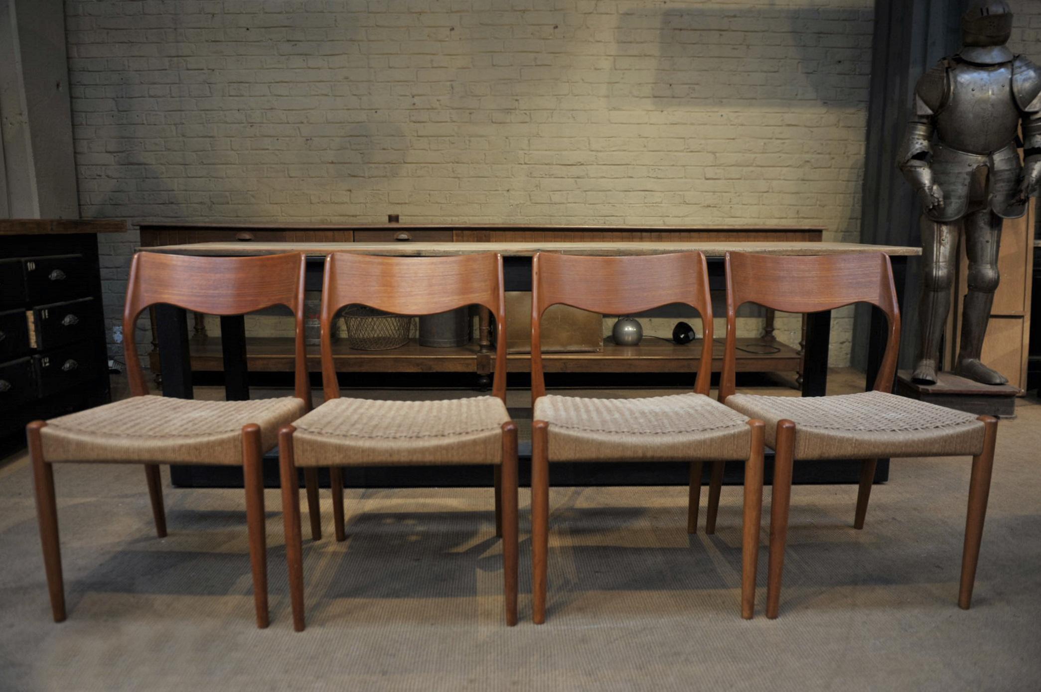 Set of 4 Chairs Model 71  by Niels Otto Moller Denmark 1950 Model 71 1