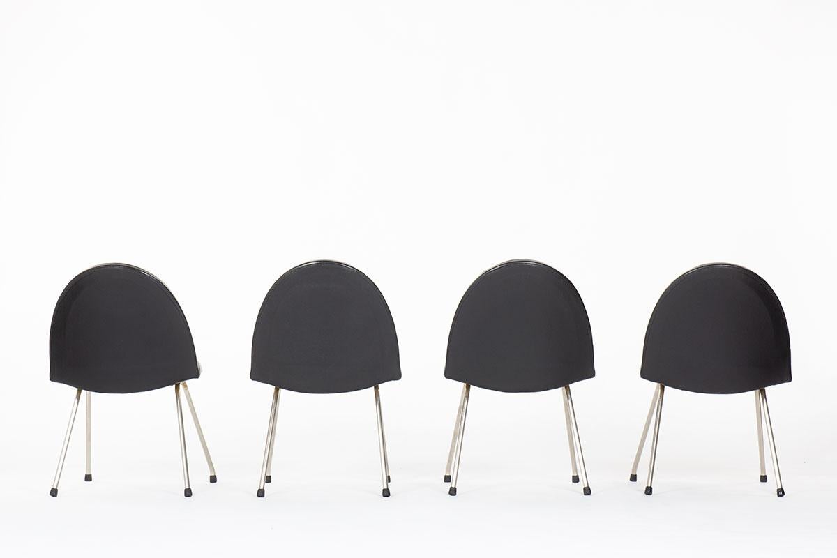 20th Century Set of 4 chairs model 771 by Joseph Andre Motte for Steiner, 1954