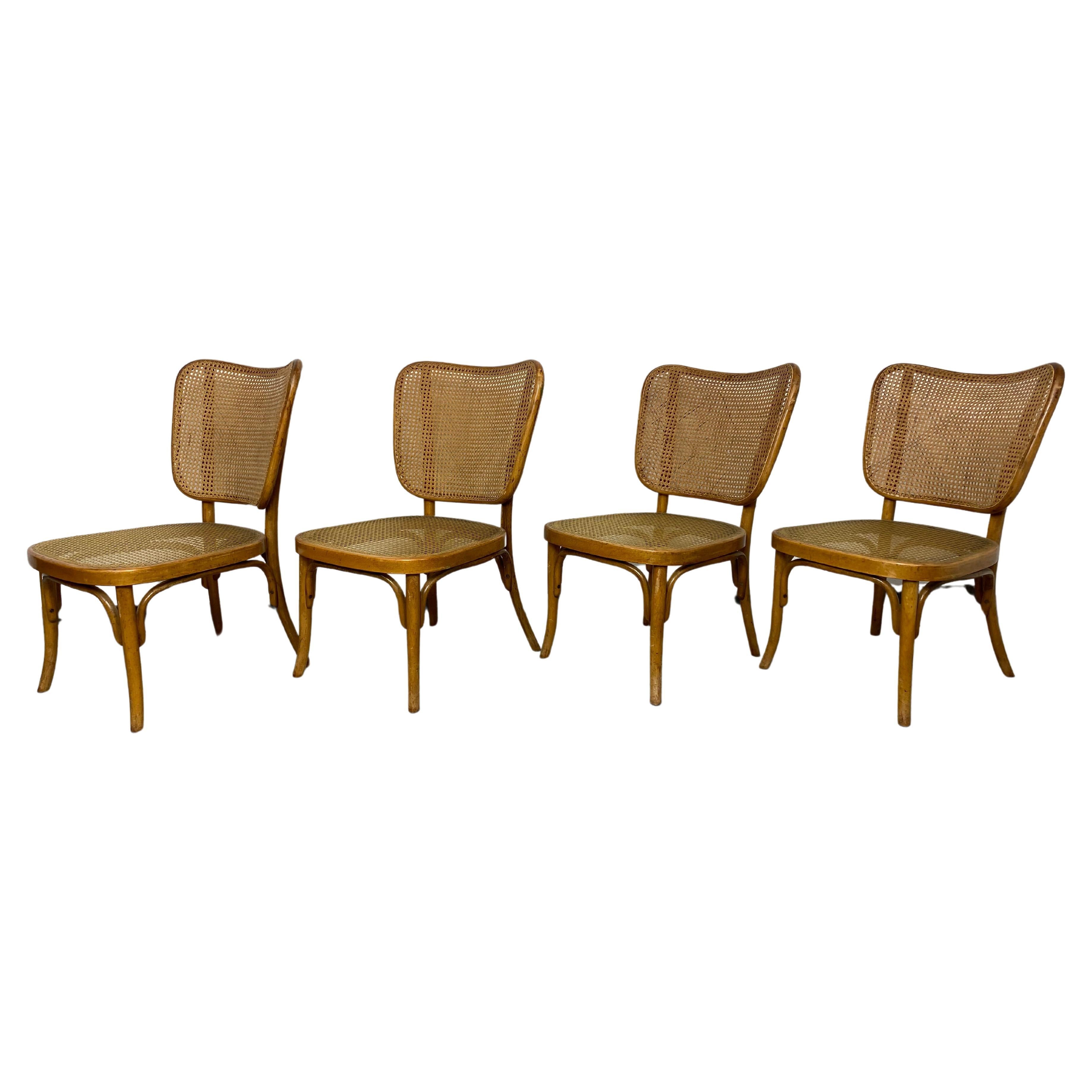 Set of 4 chairs model A821 by Adolf Gustav Schneck for Thonet Mundus For Sale