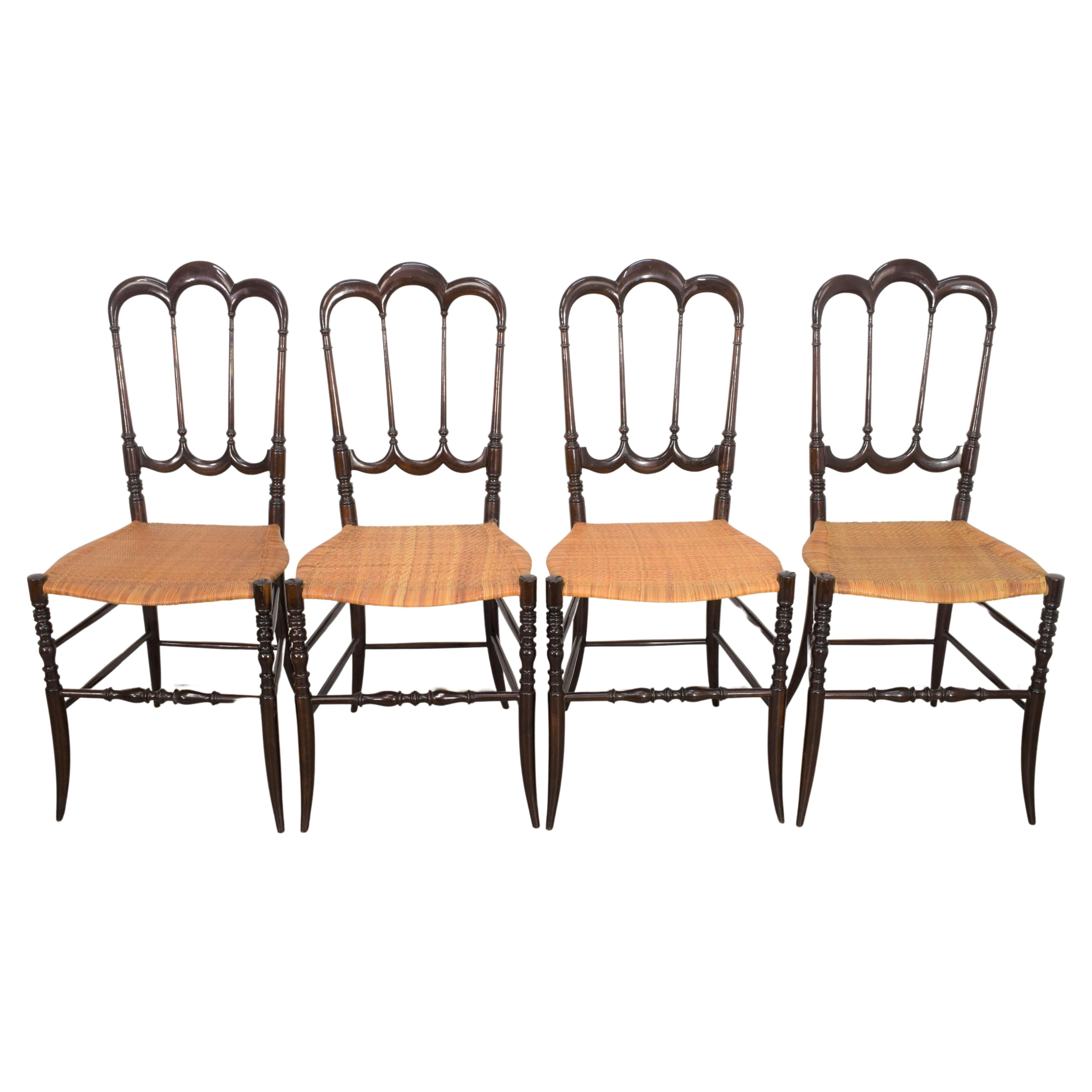 Set of 4 chairs model "tre archi" by Levaggi, Italy, 1950s For Sale