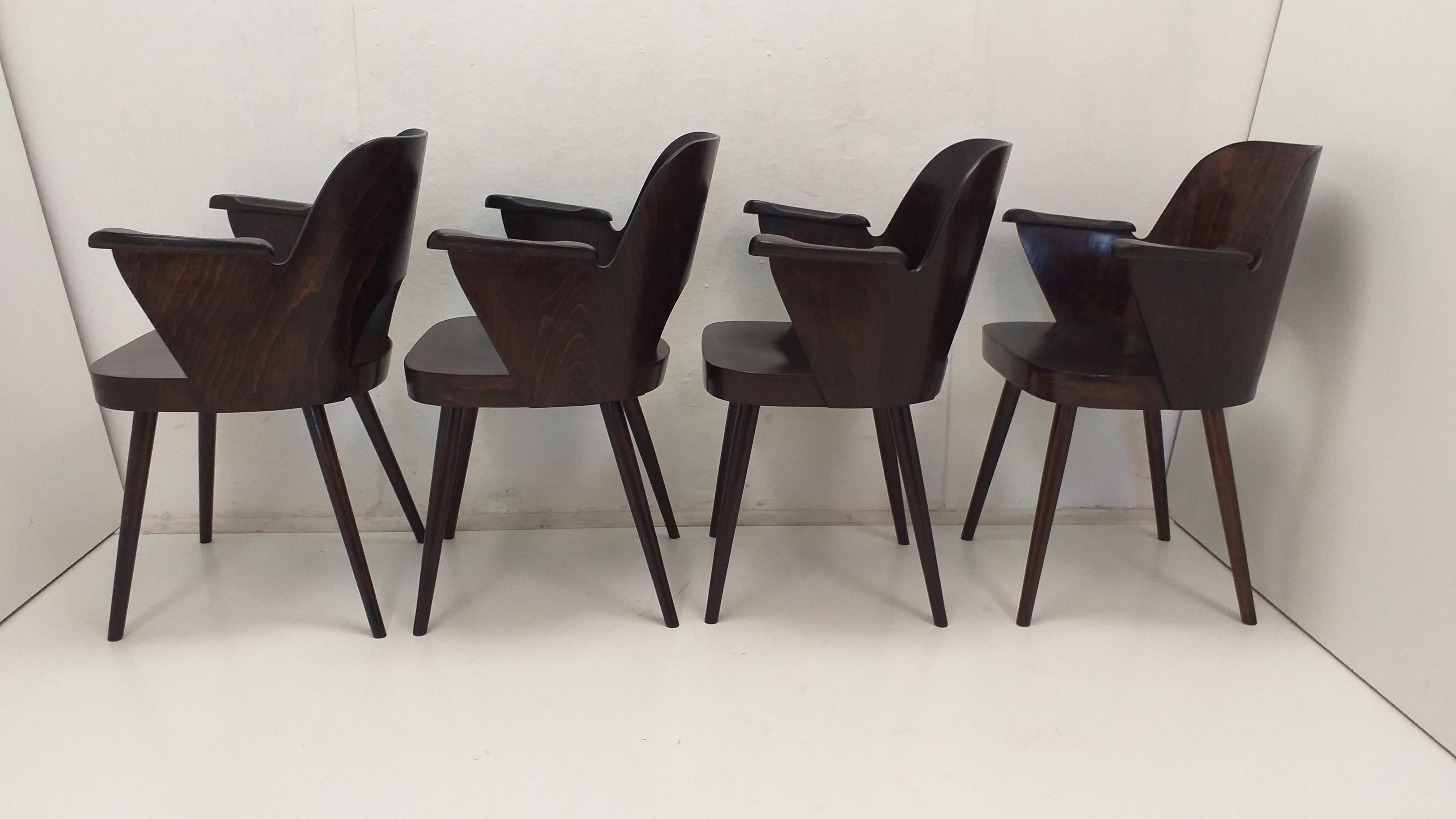 Set of 4 chairs Oswald Haerdtl 1950 for Ton, Czechoslovakia 4