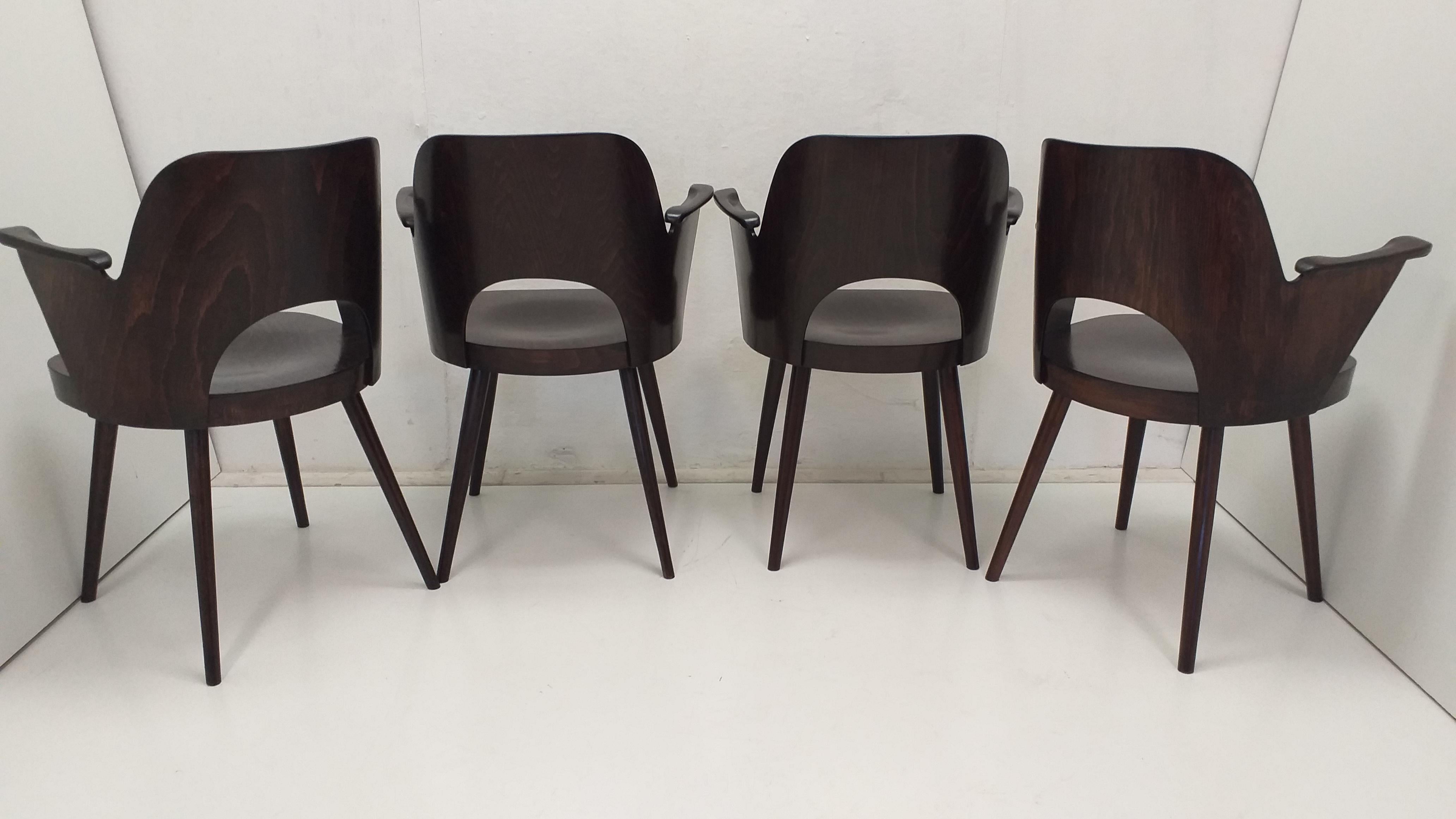 Set of 4 chairs Oswald Haerdtl 1950 for Ton, Czechoslovakia 5
