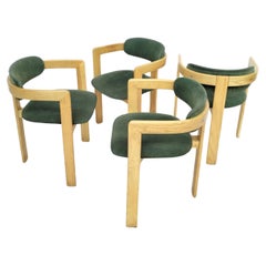 Used Set of 4 chairs "Pigreco" tub armchairs in the style of Tobia Scarpa - 70s