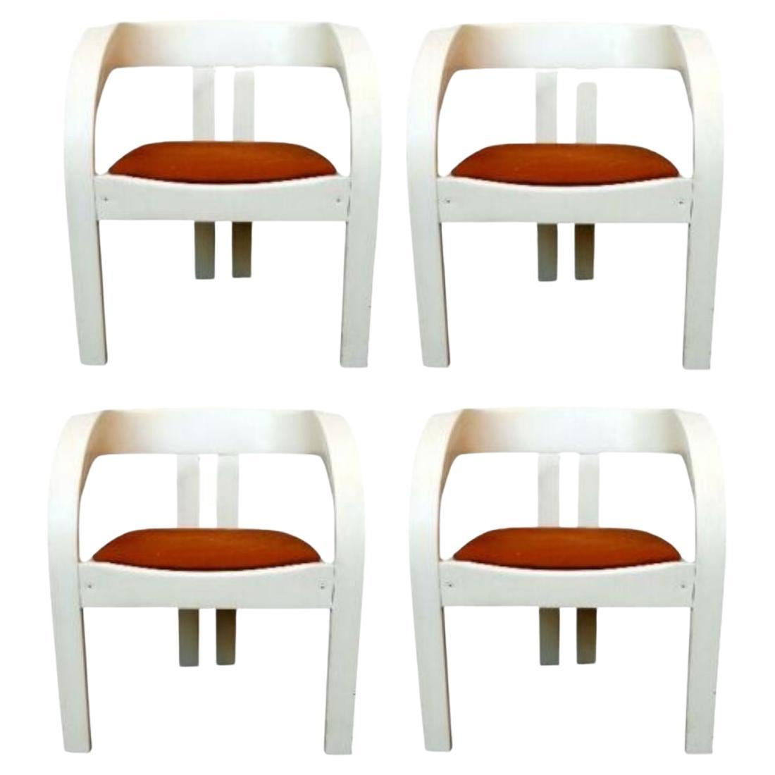Set of 4 Chairs Poltronova Model "Elisa" Design Giovanni Battista Bassi, 1964