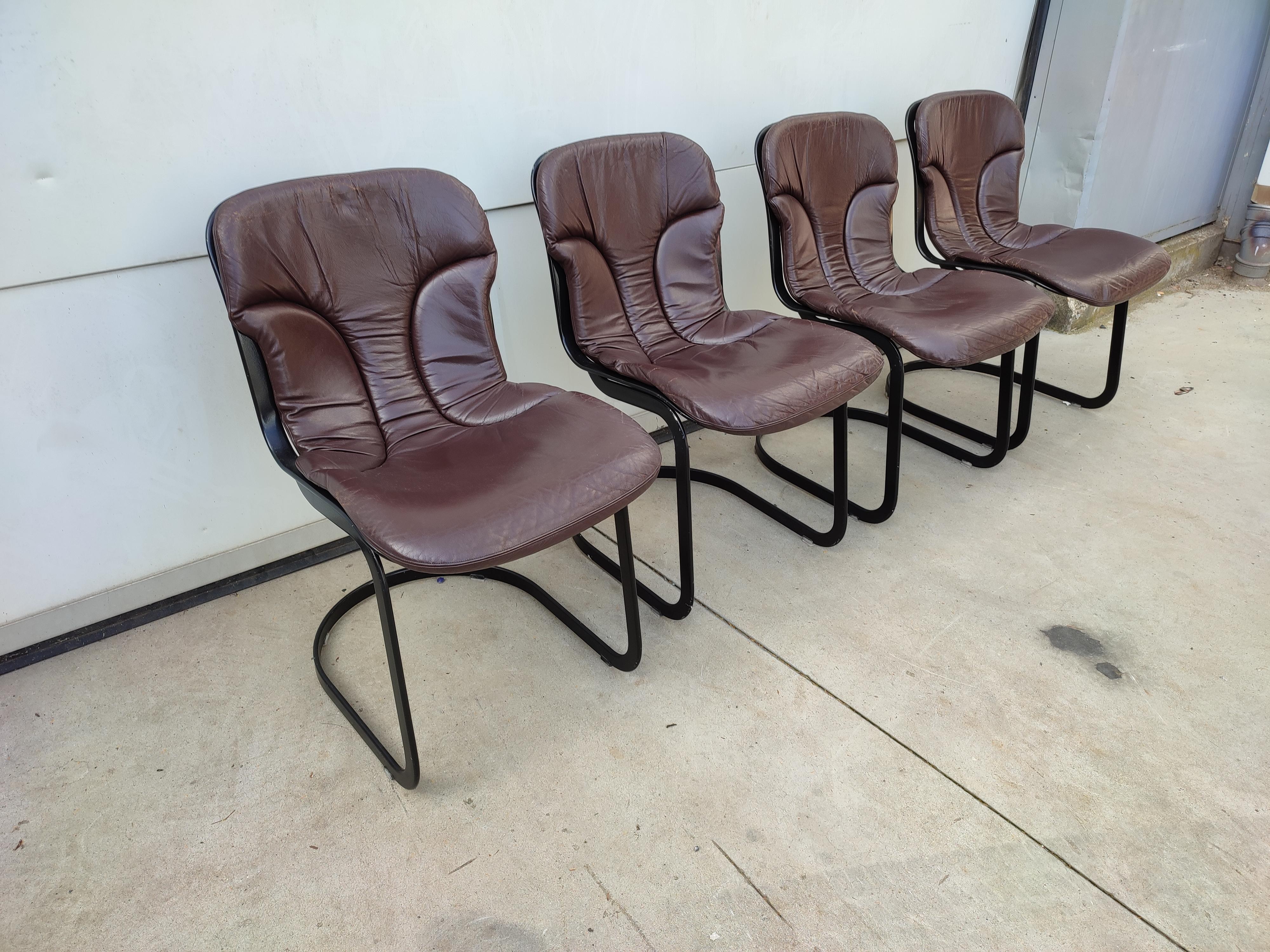 Set of 4 Chairs, Willy Rizzo for Cidue 5