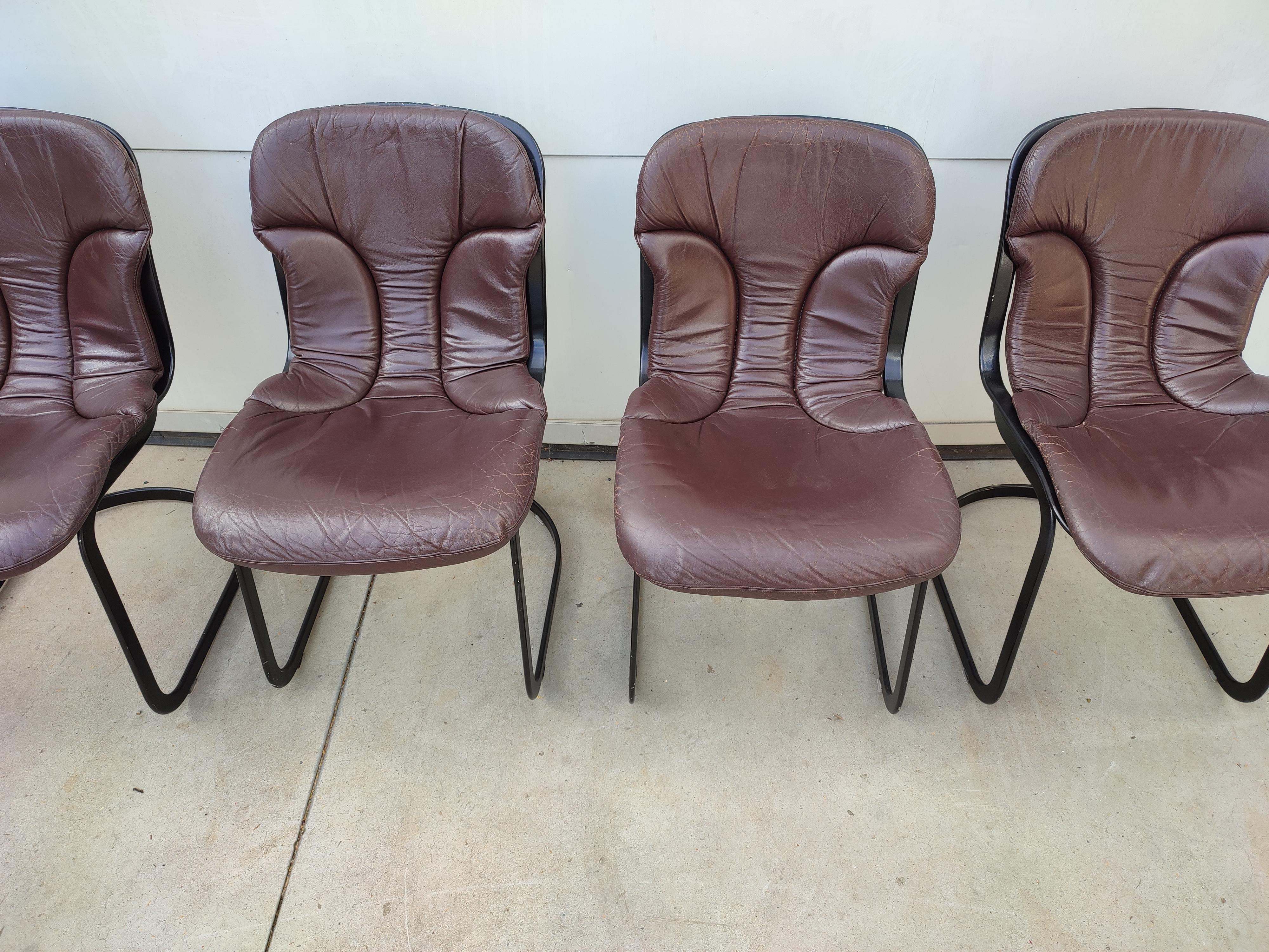 Mid-Century Modern Set of 4 Chairs, Willy Rizzo for Cidue