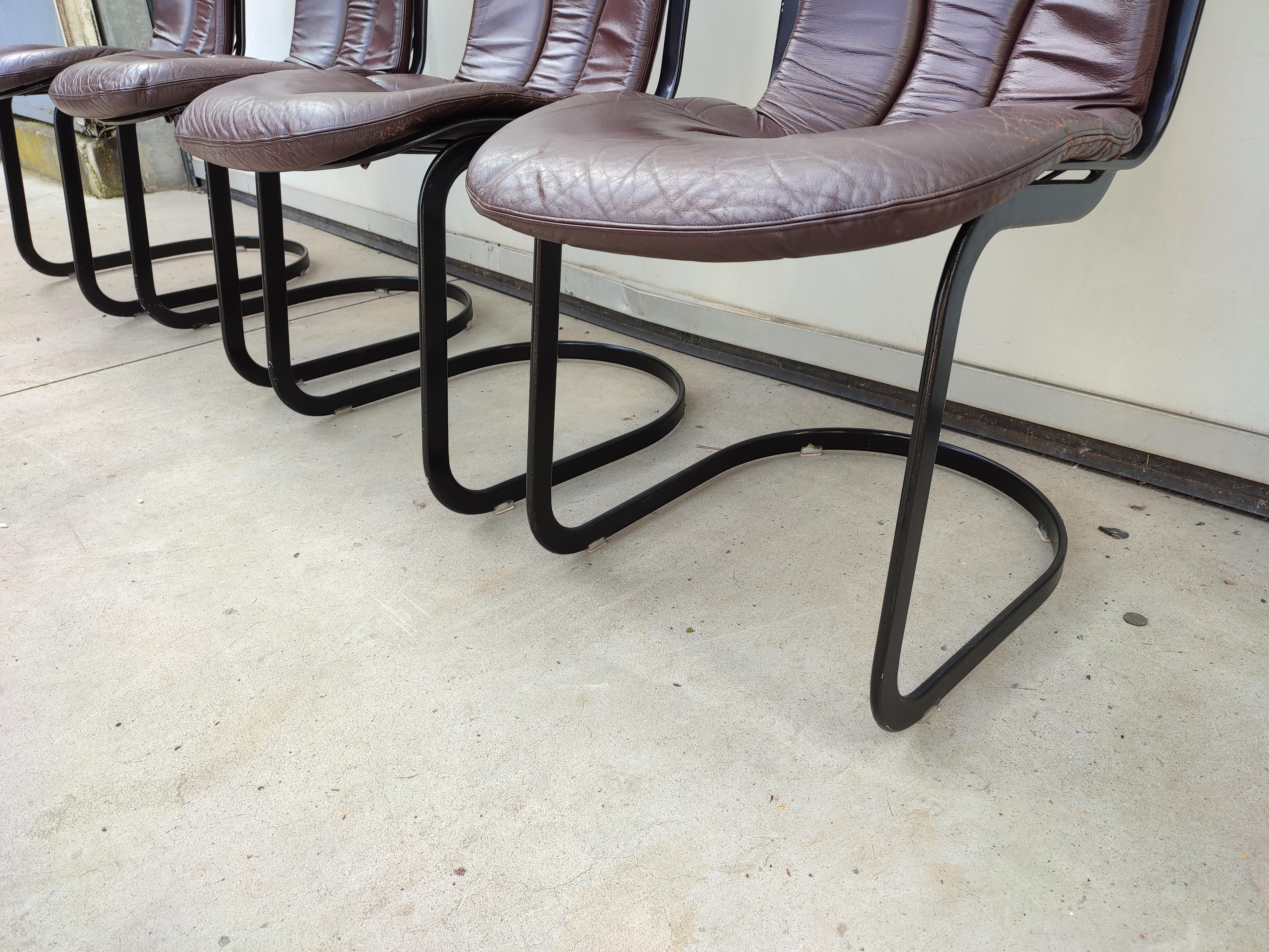 Metal Set of 4 Chairs, Willy Rizzo for Cidue