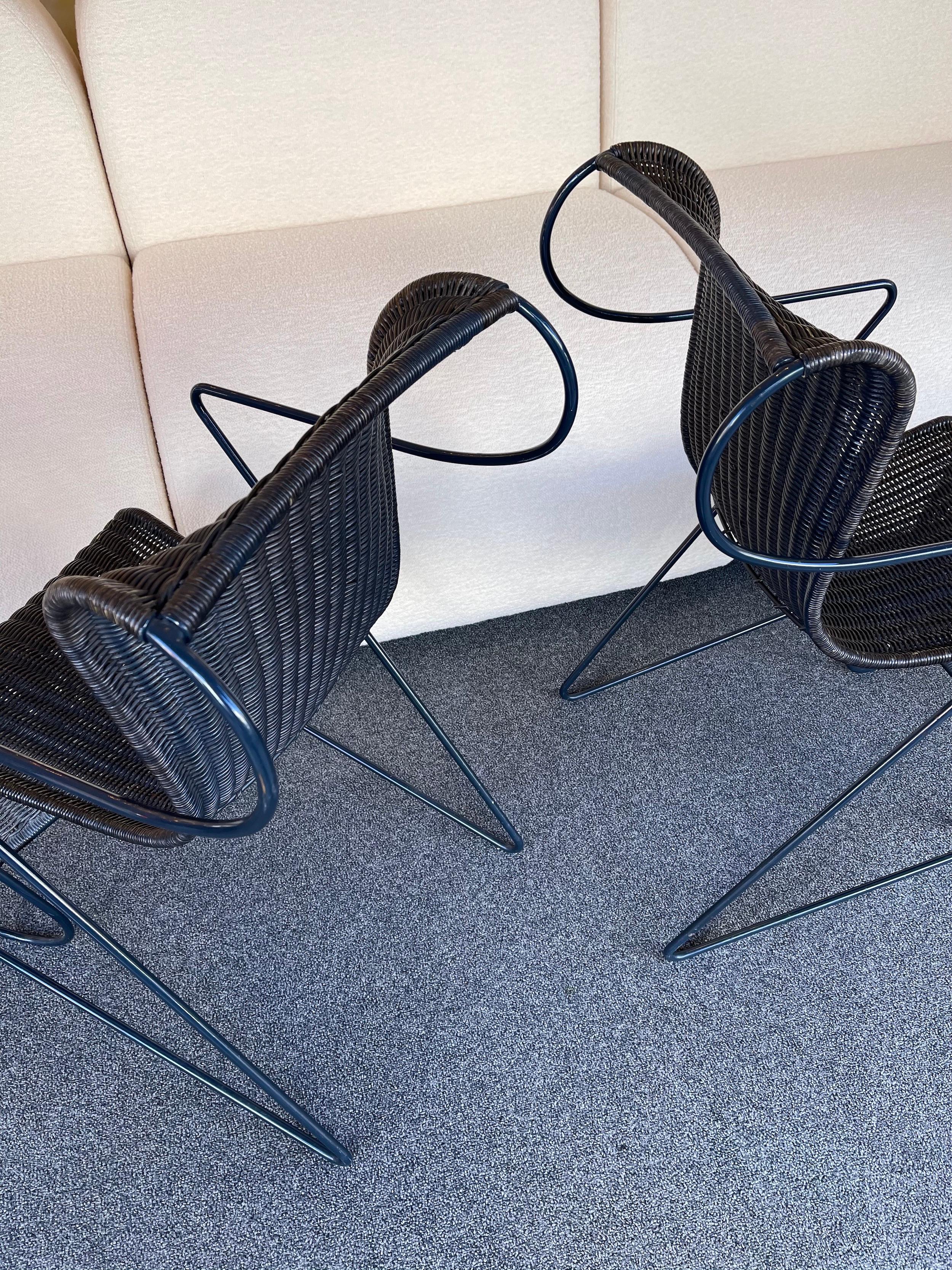 Set of 4 Chairs Zigo Metal Rattan by Ron Arad for Driade, Italy, 1990s For Sale 3