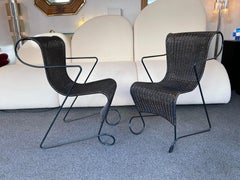 Satz von 4 Stühlen Zigo Metall Rattan von Ron Arad für Driade, Italien, 1990er Jahre