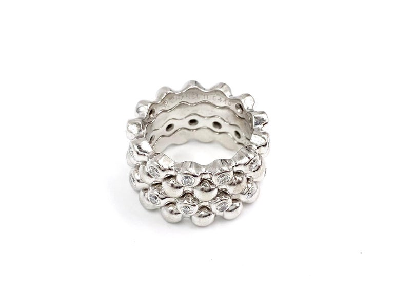 Set of 4 18 Karat White Gold and Diamond CHANEL Stacking Rings For Sale ...