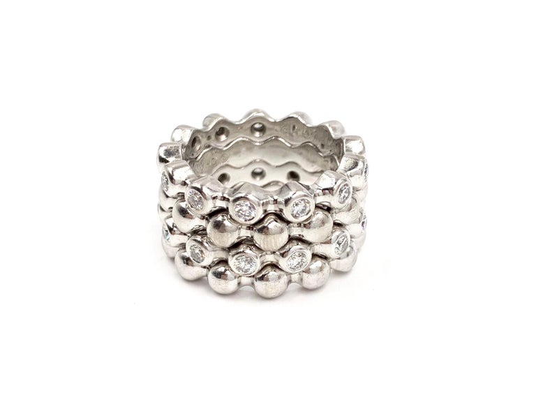 Set of 4 18 Karat White Gold and Diamond CHANEL Stacking Rings For Sale ...