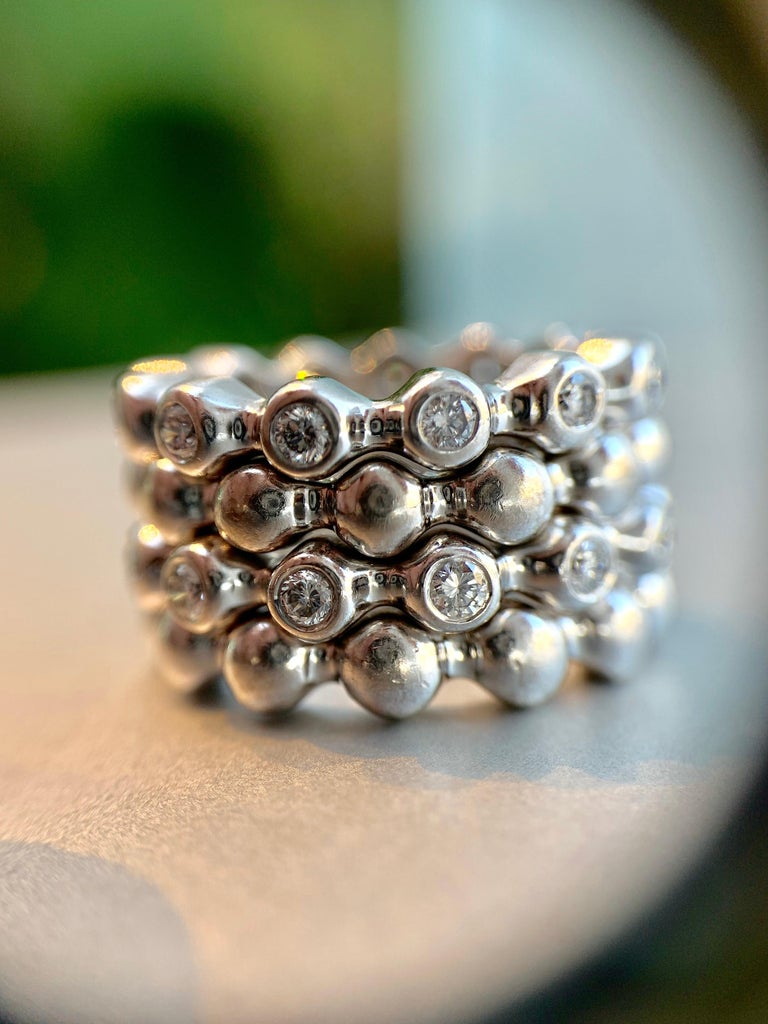 Set of 4 18 Karat White Gold and Diamond CHANEL Stacking Rings For Sale ...