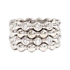 CHANEL 18k White Gold Diamond Love & Kisses Band Ring-MTSJ1