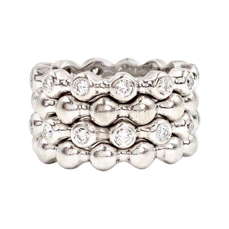 Set of 4 18 Karat White Gold and Diamond CHANEL Stacking Rings For Sale ...