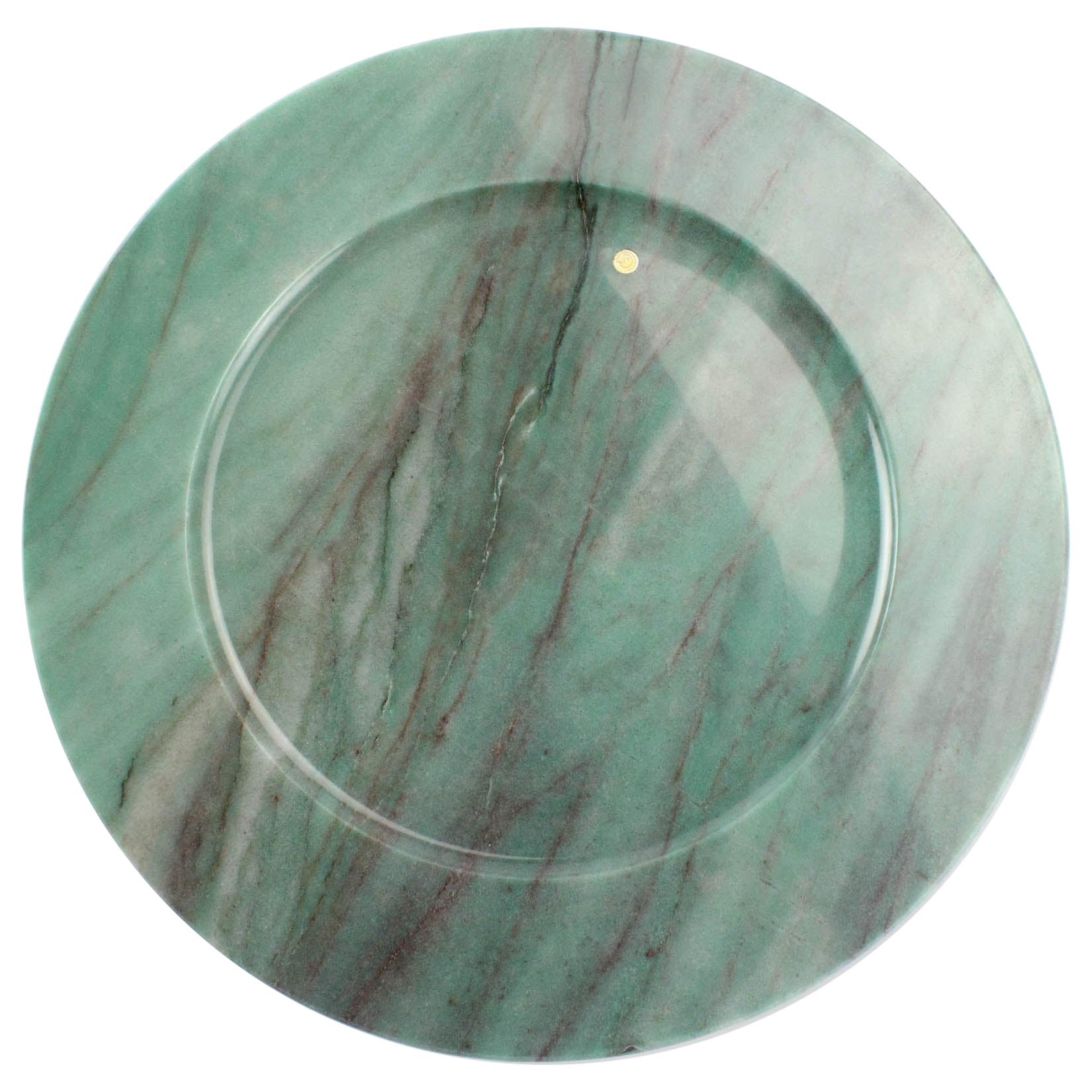 Charger Plate Platters Serveware Set of 4 Green Quartzite Marble Collectible For Sale