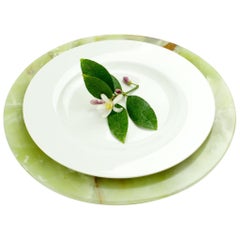 Charger Plate Platters Serveware Set of 4 Green Onyx Marble Handmade Collectible