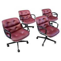 Set of 4 Charles Pollock for Knoll Leather Executive Desk Chair’s
