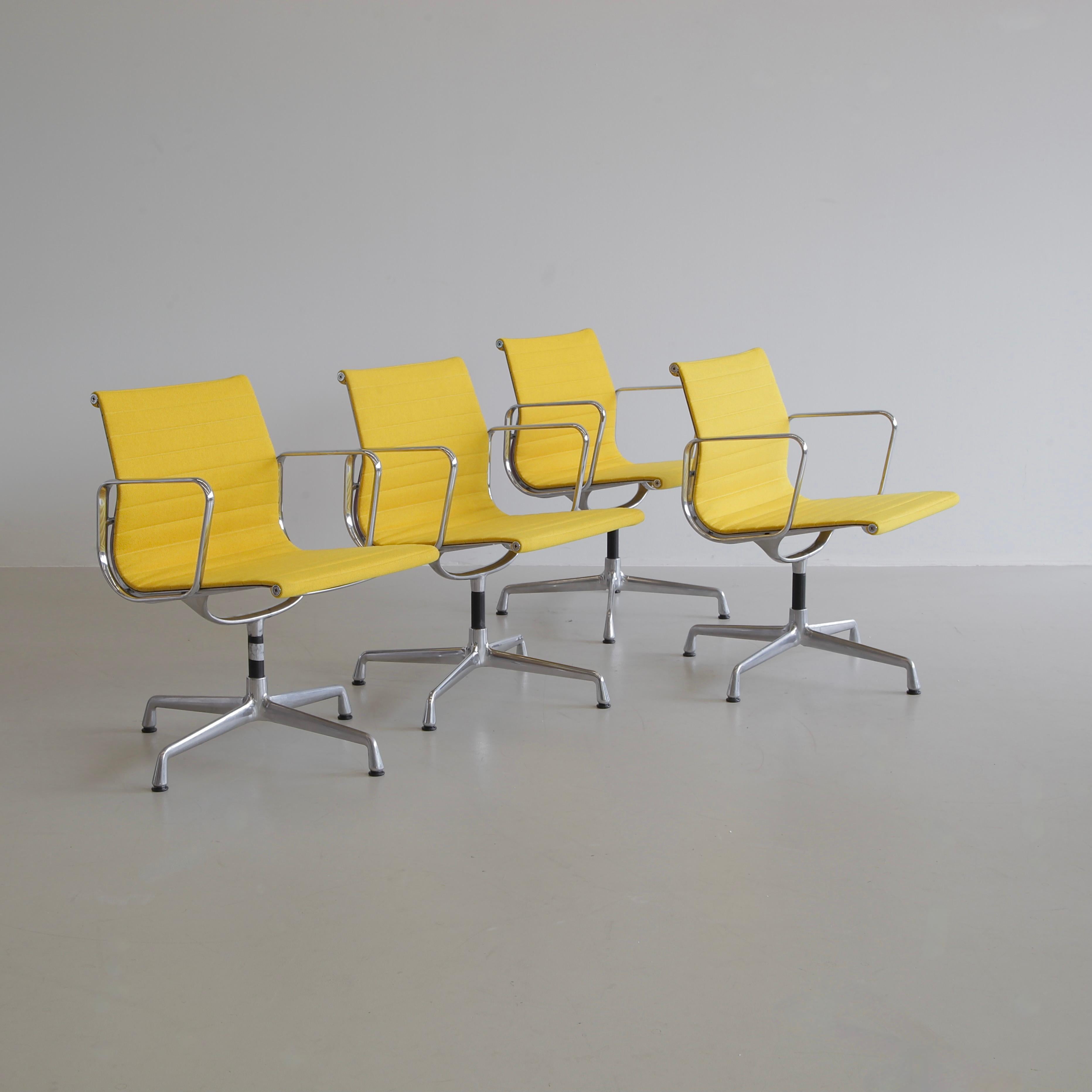 German Set of 4 Charles & Ray Eames Vintage Aluminium Office Chairs 'EA108'