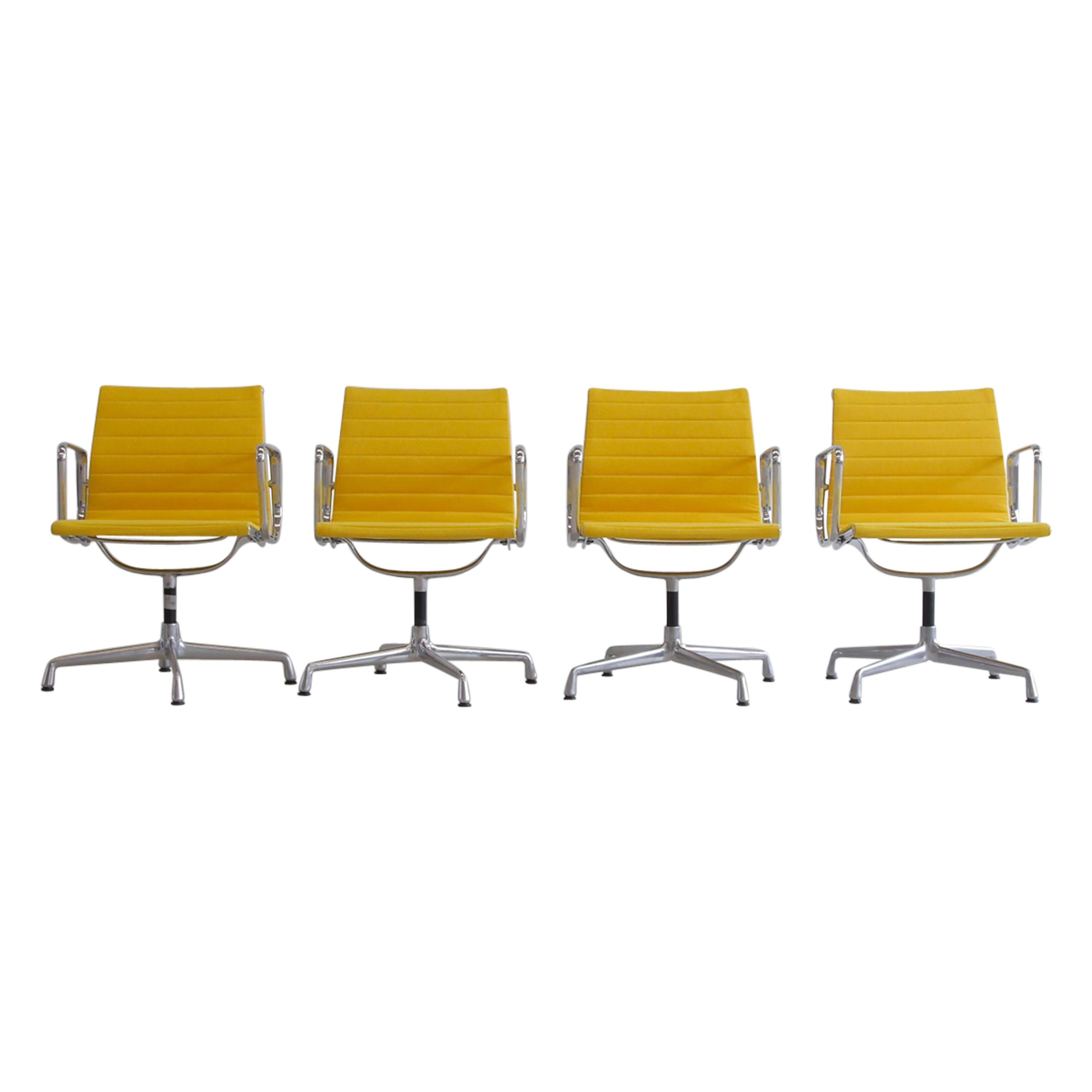 Set of 4 Charles & Ray Eames Vintage Aluminium Office Chairs 'EA108'