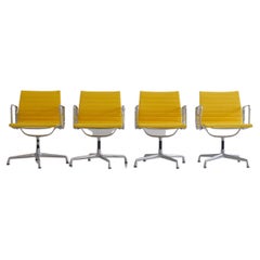 Set of 4 Charles & Ray Eames Vintage Aluminium Office Chairs 'EA108'