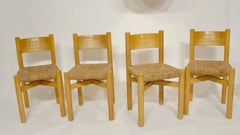 Set of 4 Charlotte Perriand chair No 27 or Meribel Original straw Rene Martin