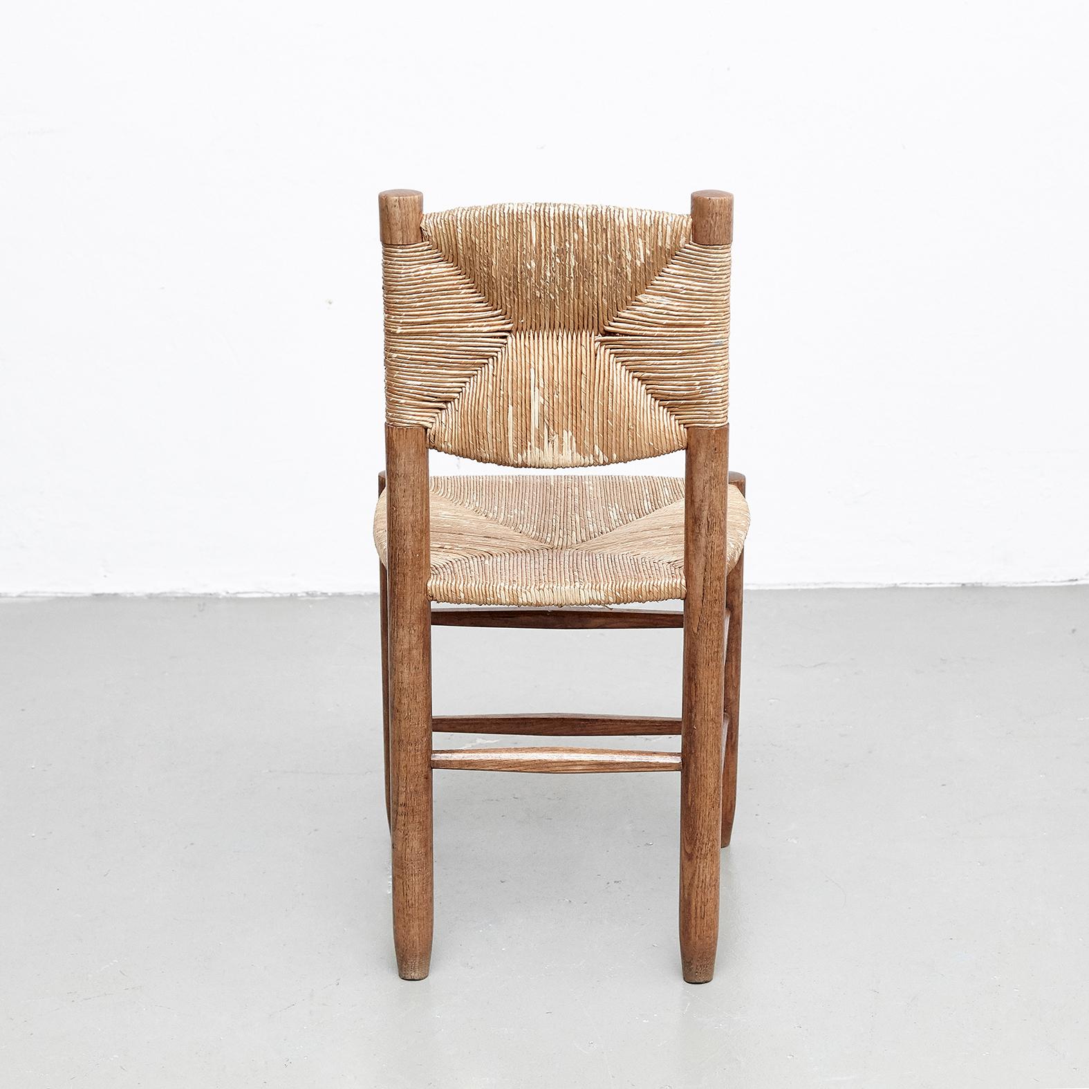 Set of 4 Charlotte Perriand Mid Century Modern, Oak Ratta Model 19 Bauche Chairs 2