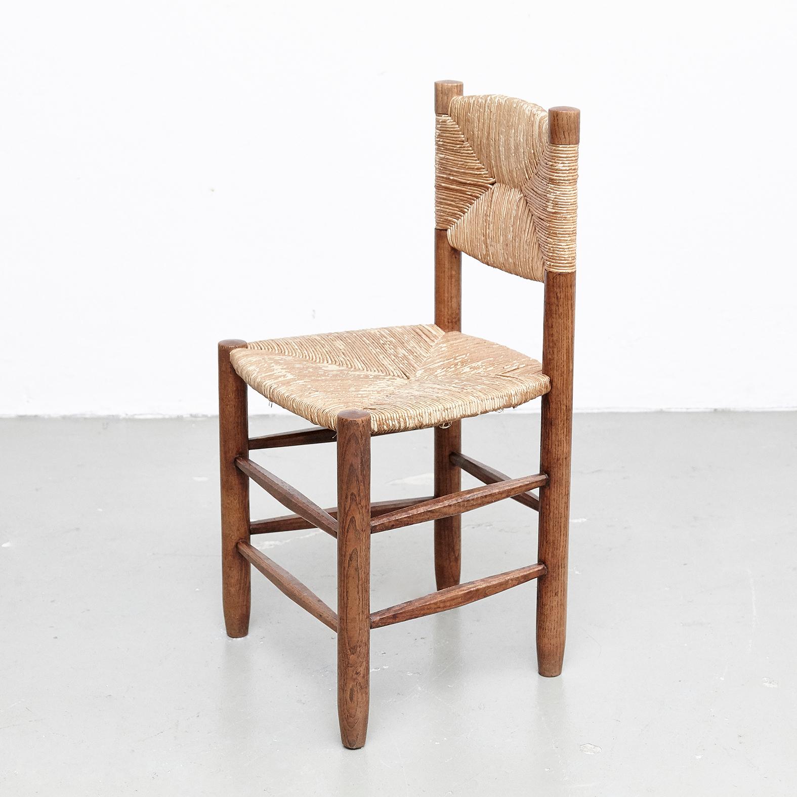 Set of 4 Charlotte Perriand Mid Century Modern, Oak Ratta Model 19 Bauche Chairs 3