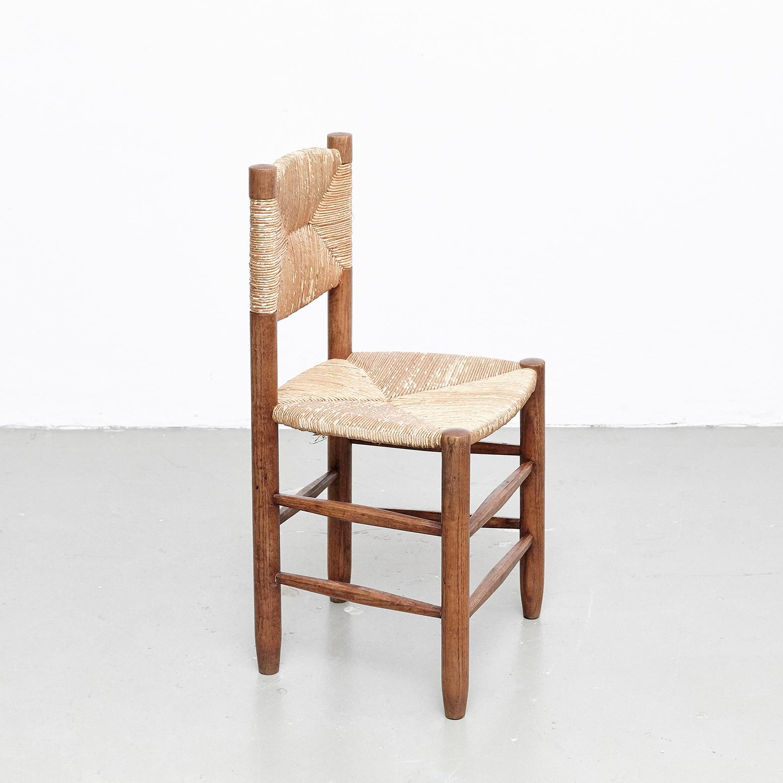 Set of 4 Charlotte Perriand Mid Century Modern, Oak Ratta Model 19 Bauche Chairs 5