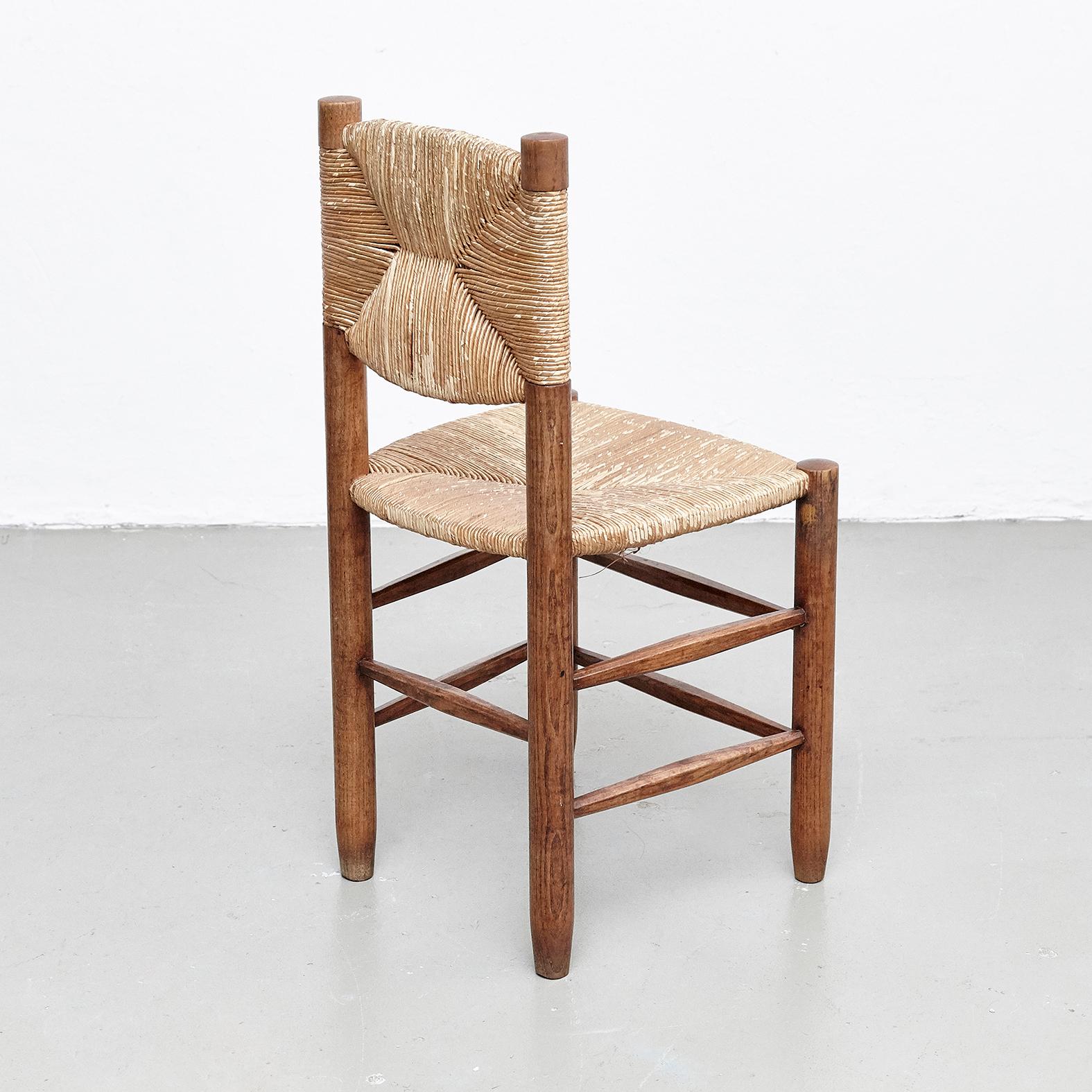 Set of 4 Charlotte Perriand Mid Century Modern, Oak Ratta Model 19 Bauche Chairs 6