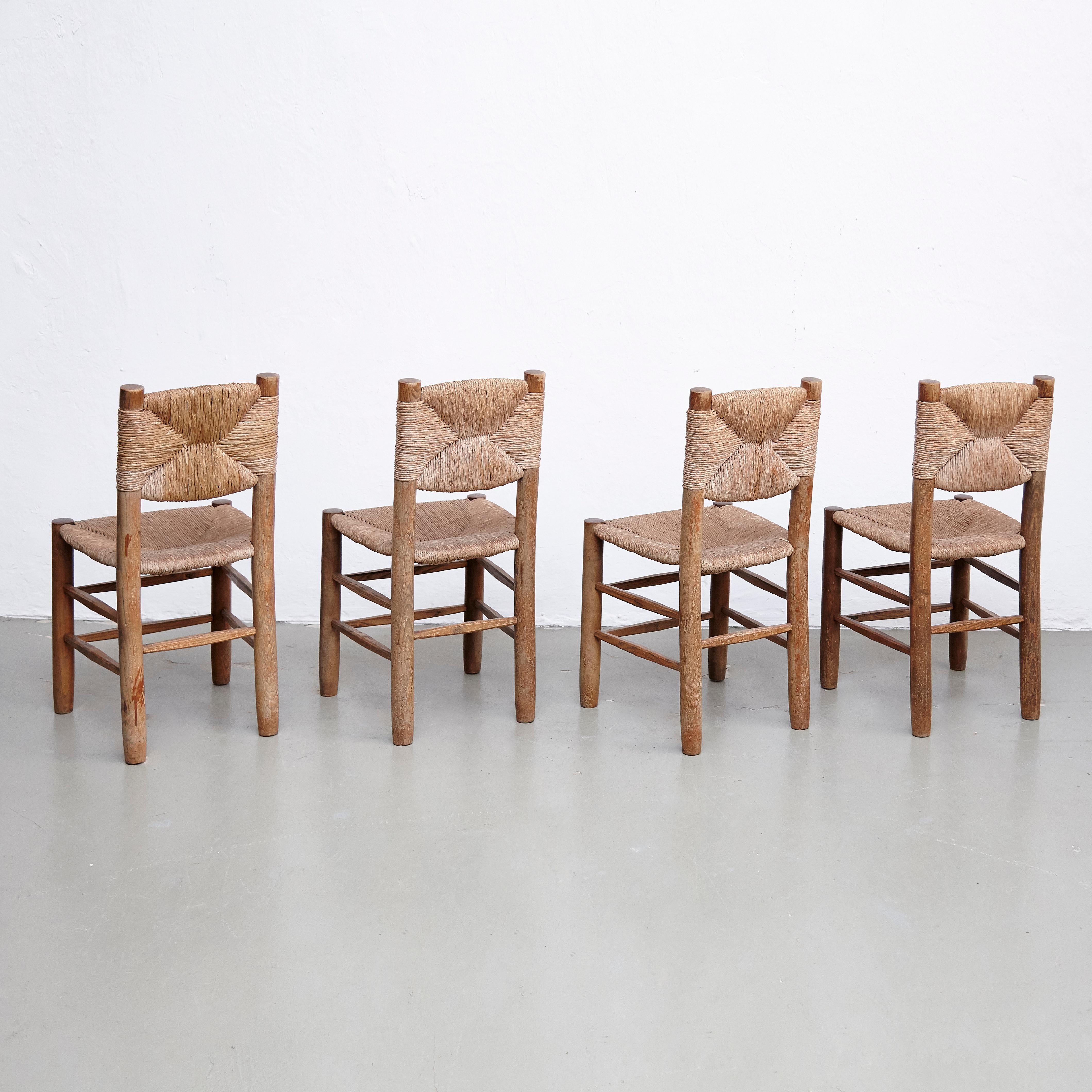 Mid-Century Modern Set of 4 Charlotte Perriand, Mid Century Modern, Model 19 Bauche Chair, 1950
