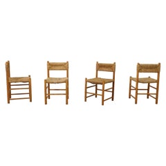 Set of 4 Charlotte Perriand Inspired Rush Dining Chairs