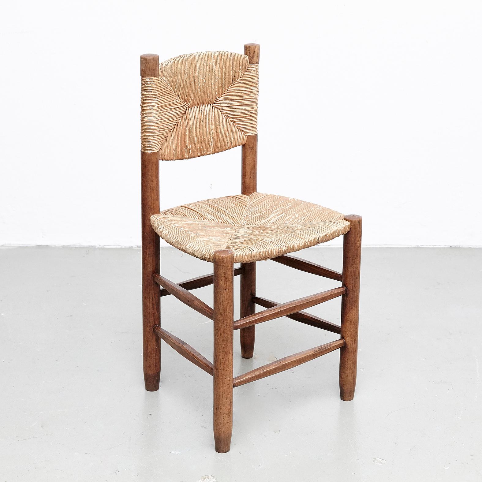 Set of 4 Charlotte Perriand Mid-Century Modern, Oak Ratta Model 19 Bauche Chairs 1