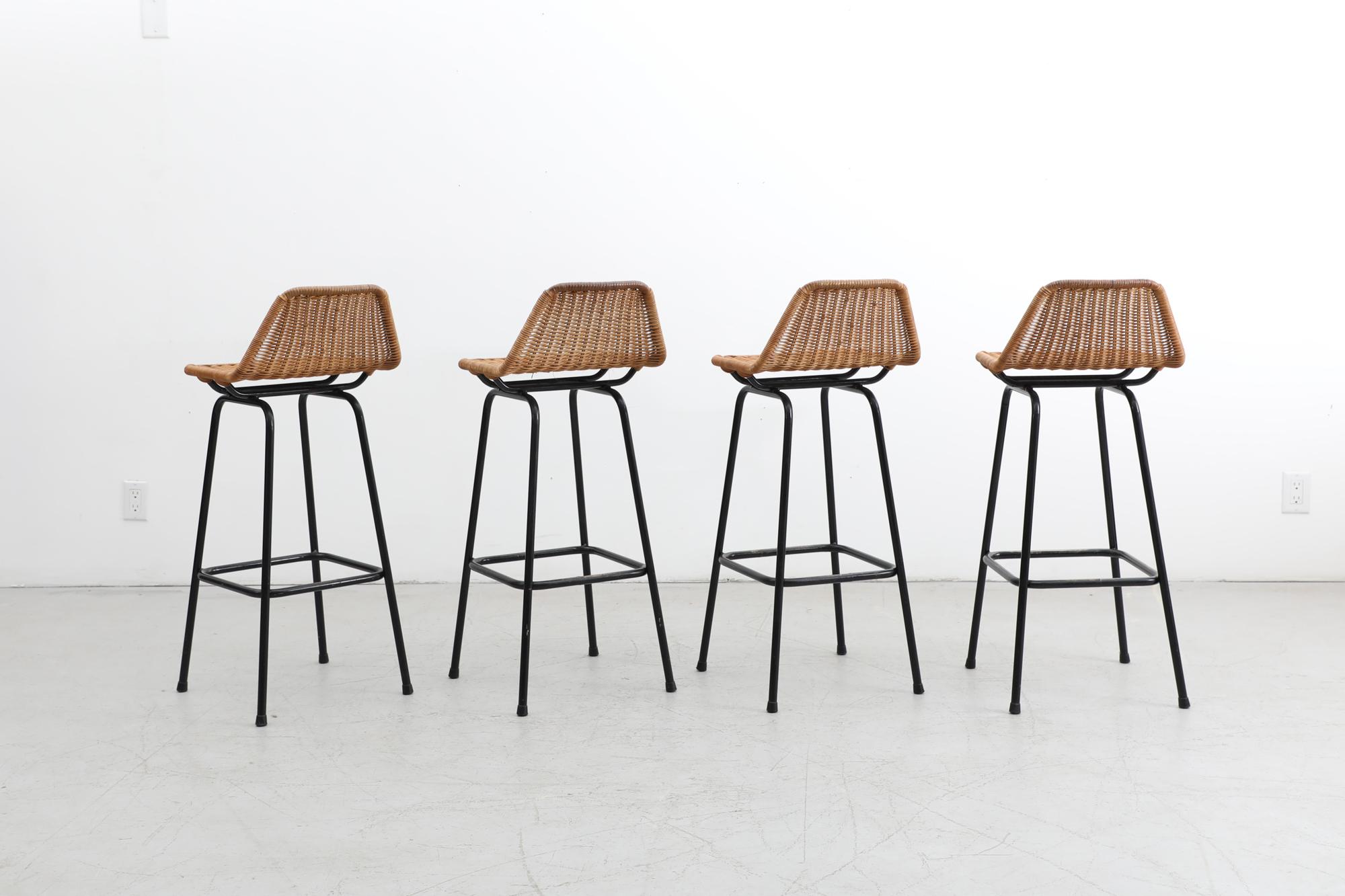 Dutch Set of 4 Charlotte Perriand Style Bar Stools by Dirk van Sliedregt for Rohe Noor