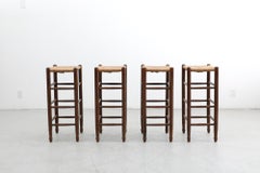 Set of 4 Charlotte Perriand Style Rush Bar Stools