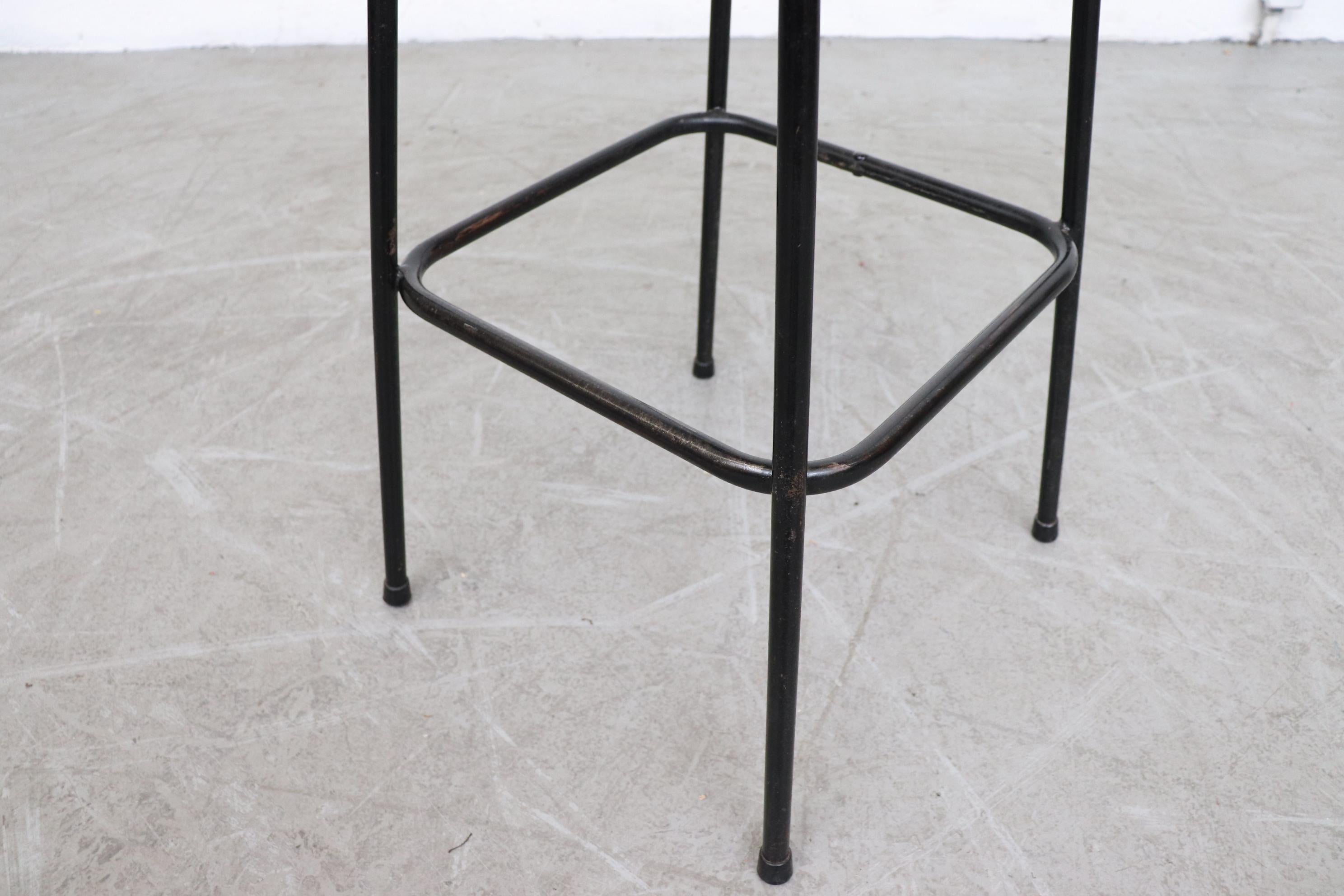 Set of 4 Charlotte Perriand Style Wicker and Chrome Bar Stools 5