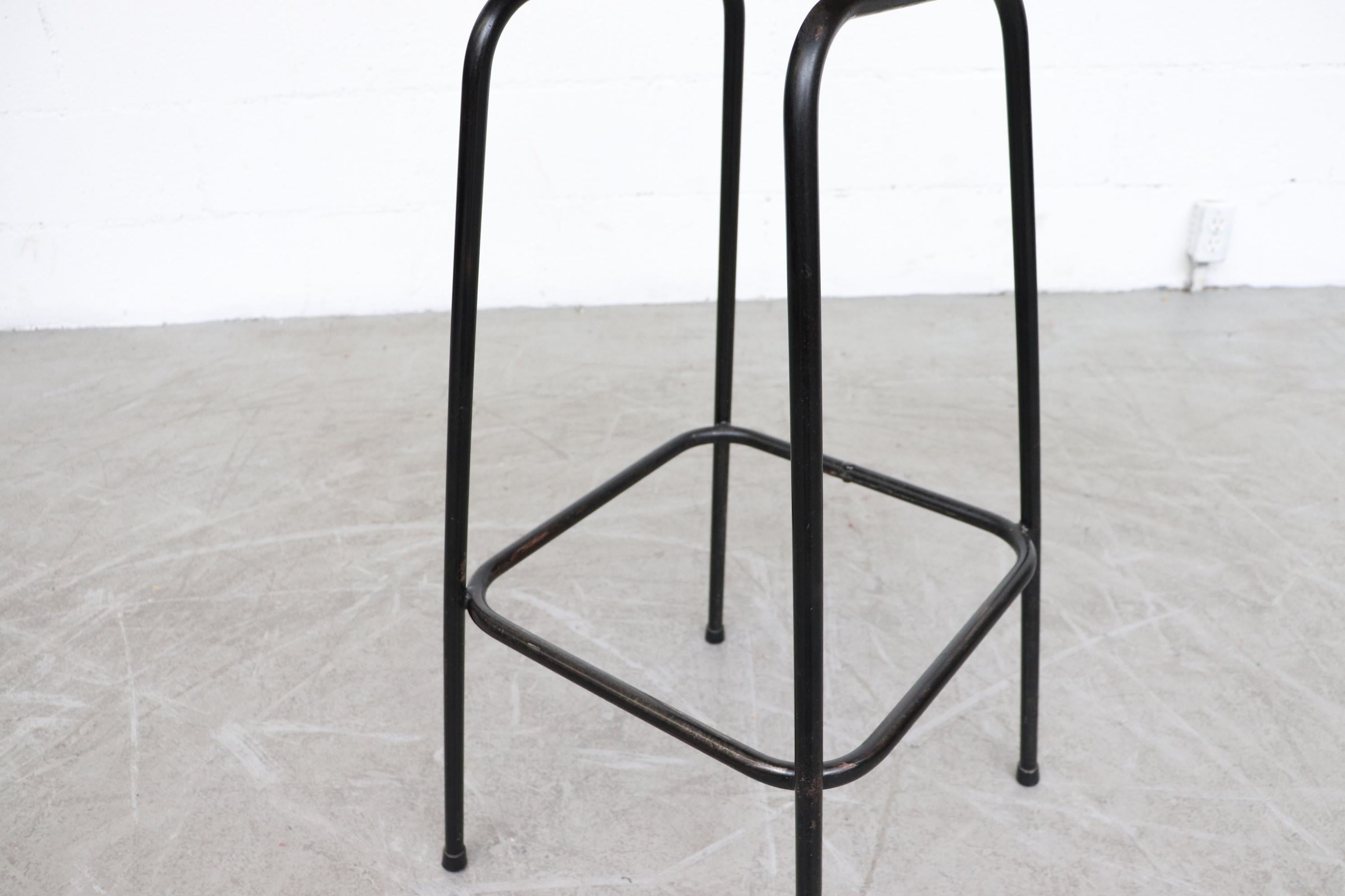 Set of 4 Charlotte Perriand Style Wicker and Chrome Bar Stools 6