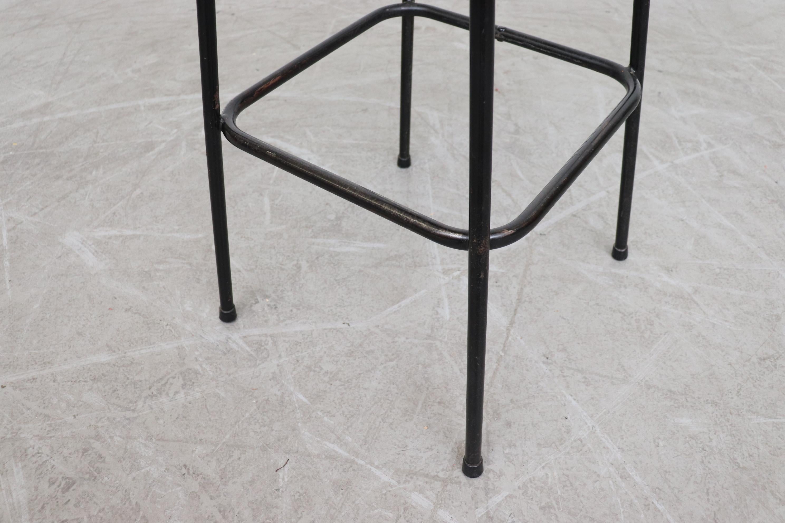 Set of 4 Charlotte Perriand Style Wicker and Chrome Bar Stools 7