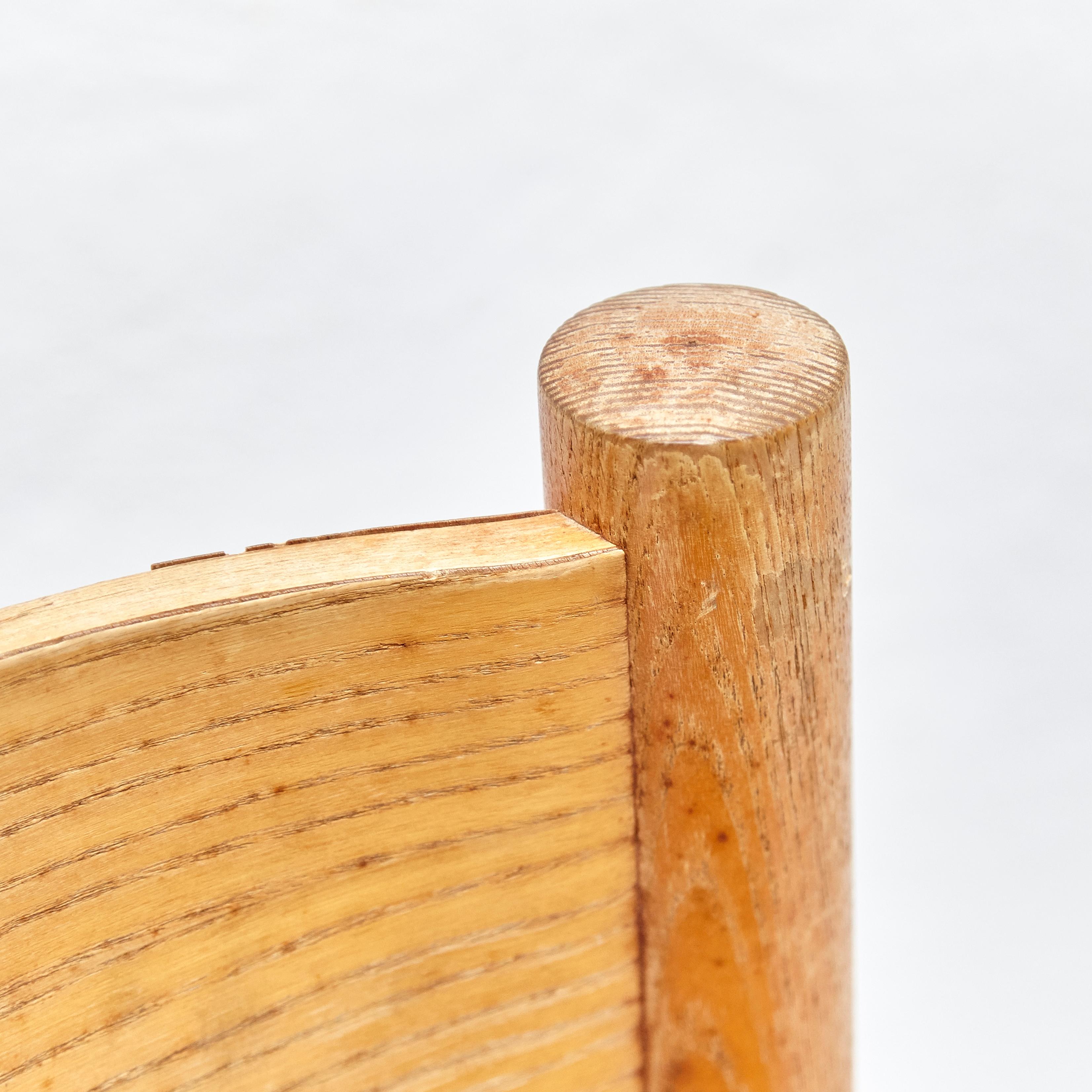 Set of 4 Charlotte Perriand Mid-Century Modern Wood Rattan Meribel French Chairs 16