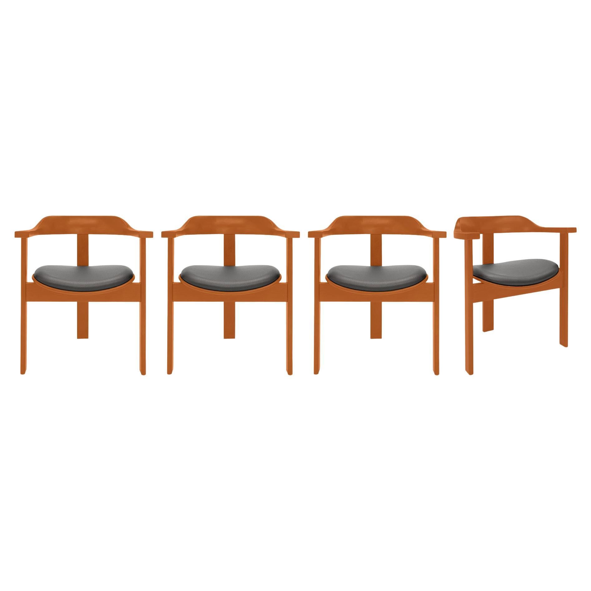Satz von 4 Haussmann-Sesseln aus Kirschbaumholz von Robert & Trix Haussmann, Design, 1964