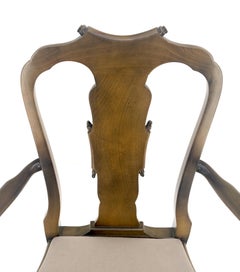 Set of 4 Cherry Queen Ann New Alcantara  Suede Upholstery Dining Arm Chairs MINT