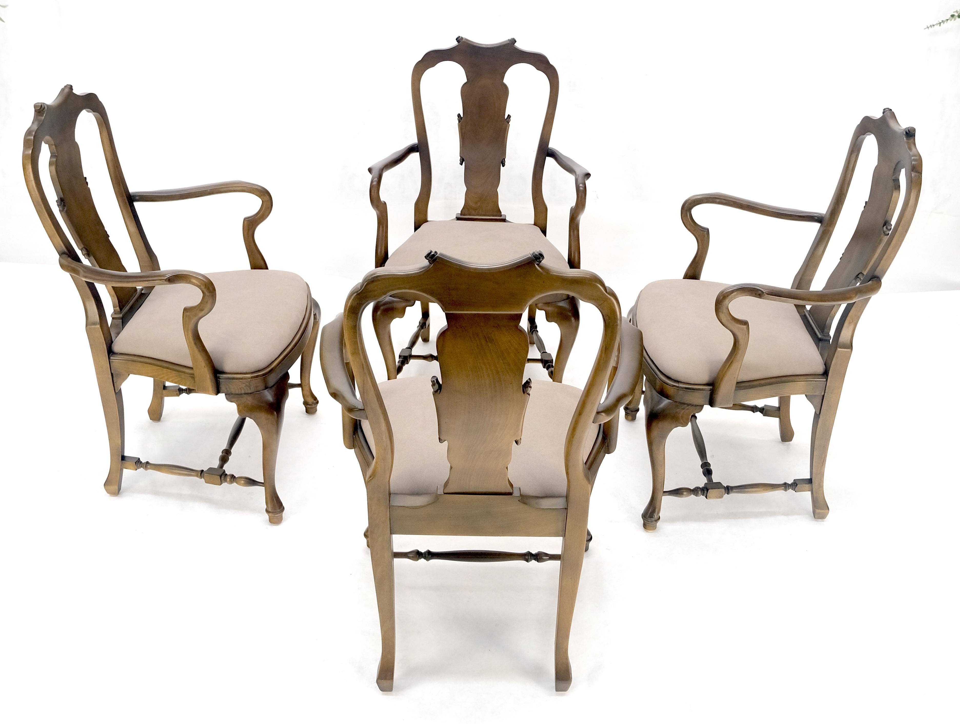 Set di 4 ciliegie Queen Anne &New Alcantara  Poltrone da pranzo con rivestimento in pelle scamosciata MINT in vendita 3