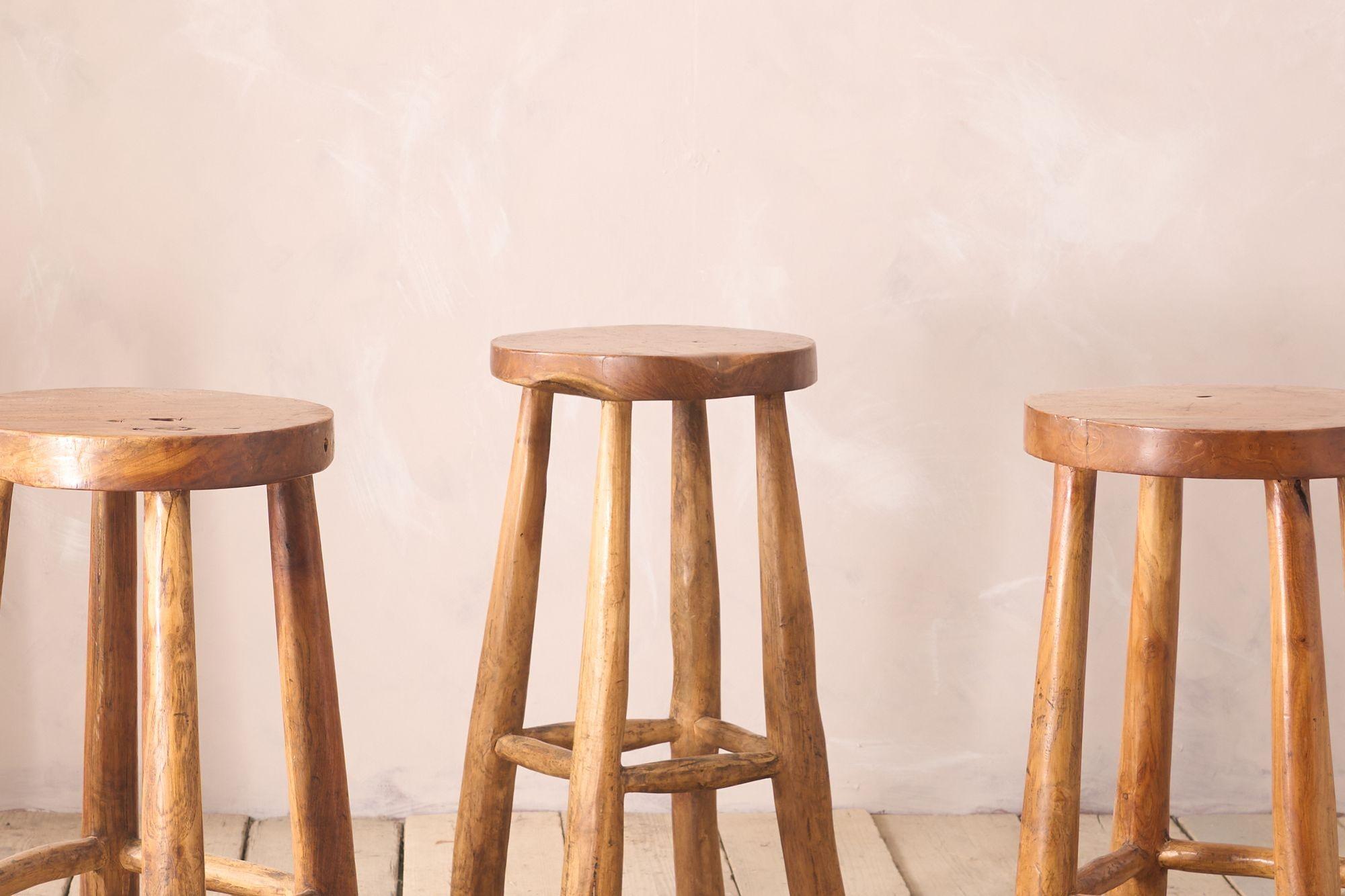 Set of 4 Cherrywood bar stools In Excellent Condition For Sale In Malton, GB