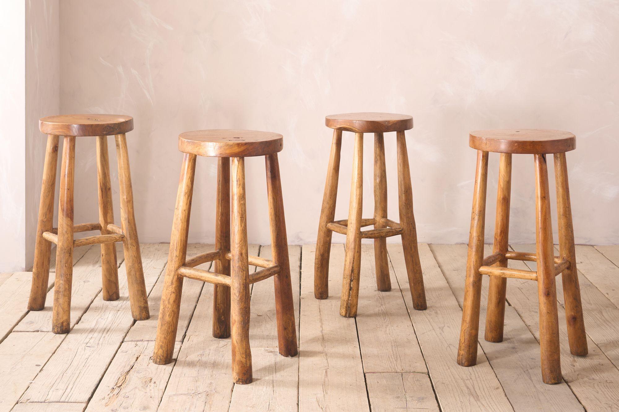 20th Century Set of 4 Cherrywood bar stools