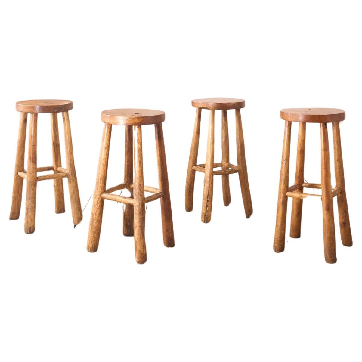 Set of 4 Cherrywood bar stools For Sale