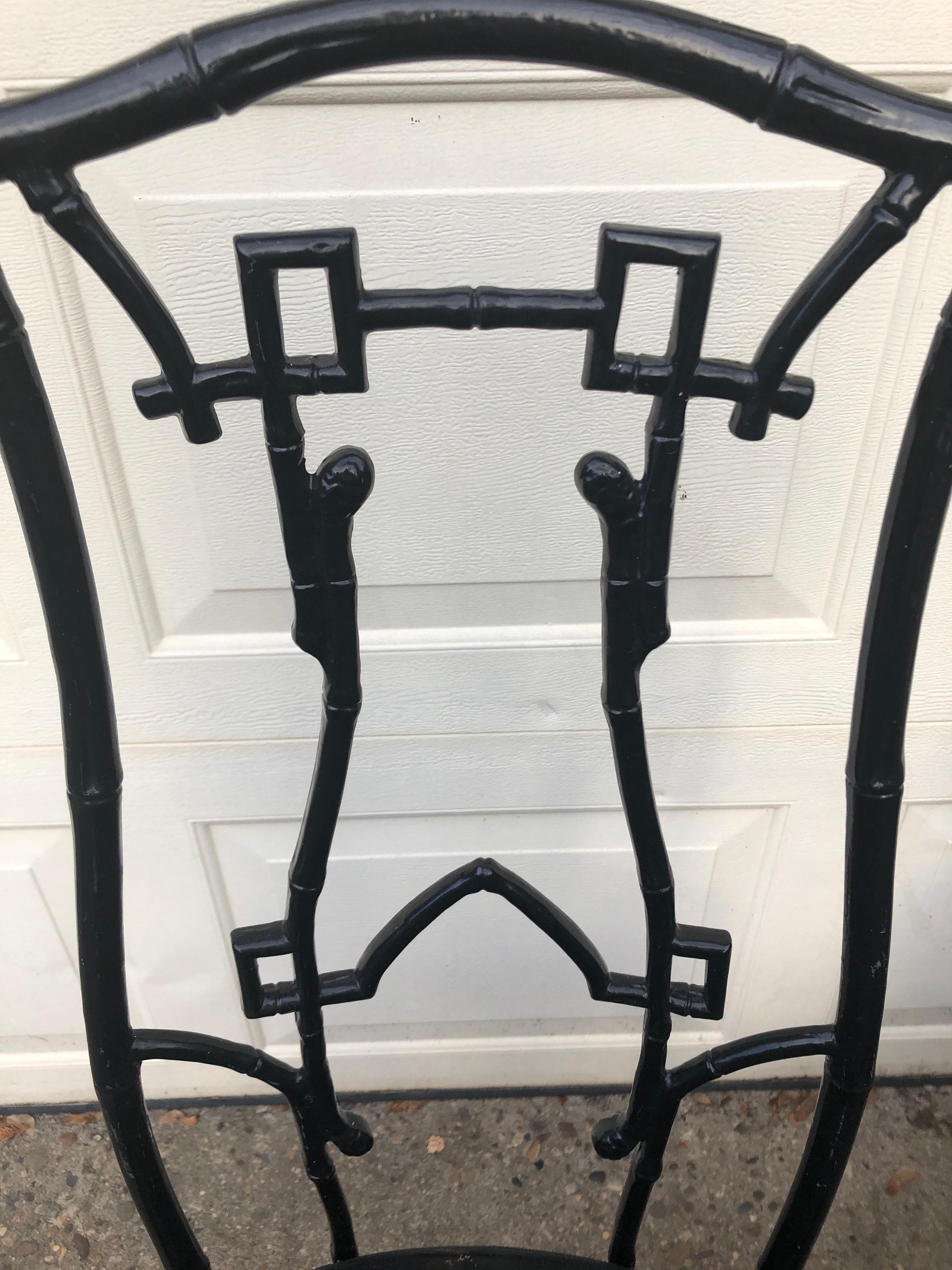 Set of 4 Chic Iron Chinoiserie Style Patio Side Chairs 2